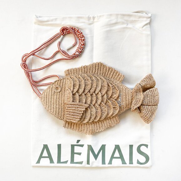 Alemais Horizon Raffia Fish Bag Natural One Size NEW NWT - Picture 3 of 11